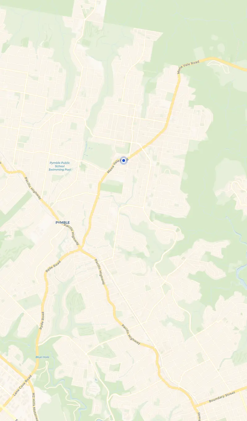 Map of the St Ives service area and the surrounding suburbs we cover.