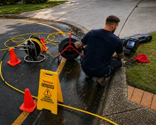 Plumber checking a blocked drain on a St Ives job